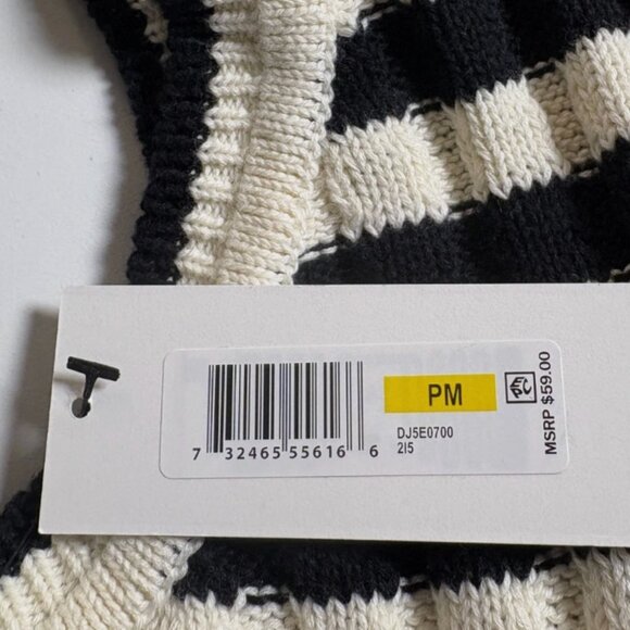 DKNY Jeans Petite Womens Medium Ribbed Sweater Tank Top Black/Cream Cotton KnitK - Picture 2 of 9